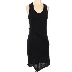 Red Haute Black Dress Size Small V Neck Sleeveless Fringe Linen Blend Layer Look